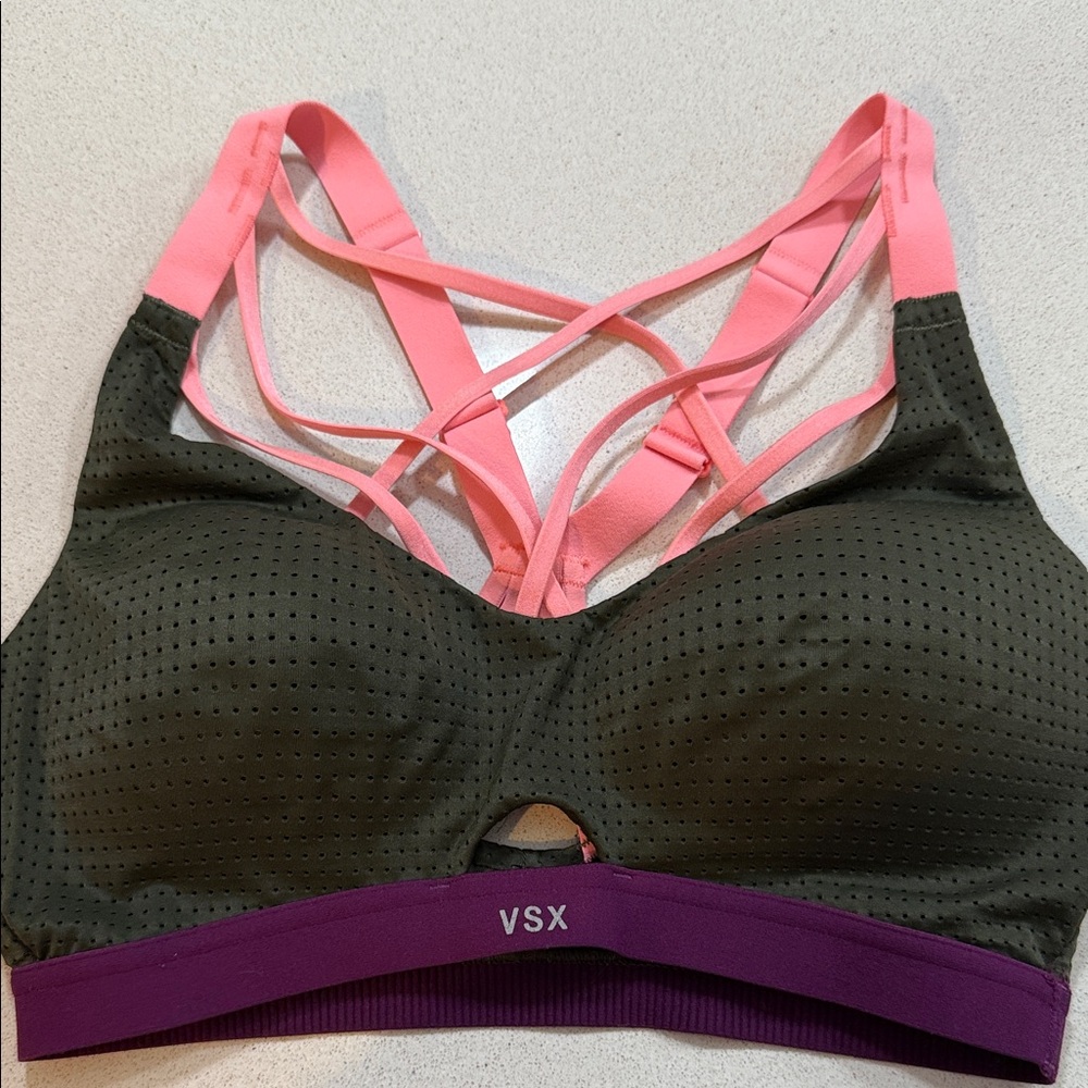 VSX Strappy Sports Bra - Olive, Pink, and Purple 34C